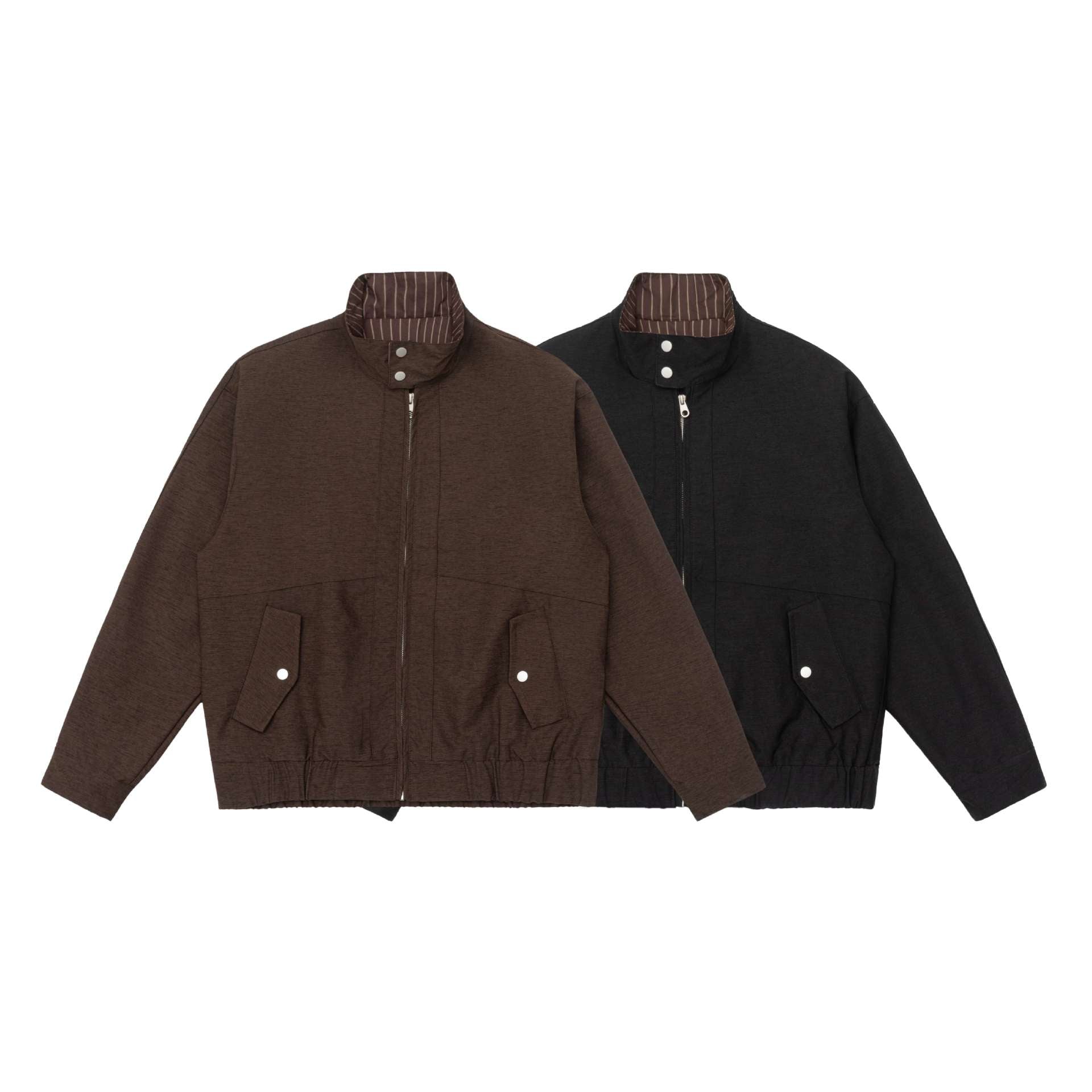 Men's Padded Bomber Jacket with Stand Collar, Flap Pockets and Elastic Hem Chichicherry