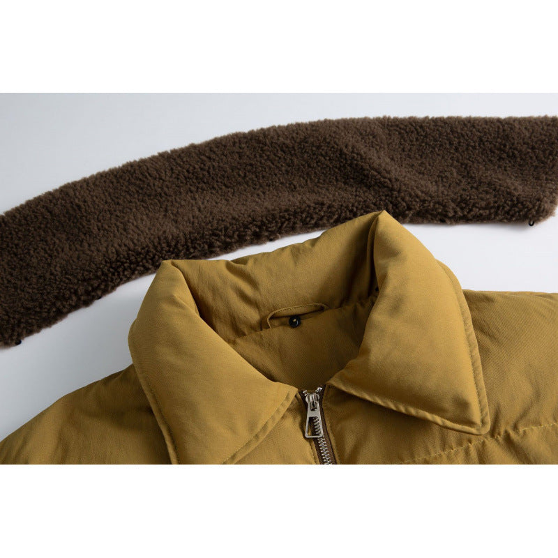 Women's cropped padded bomber jacket with teddy collar and flap pockets Chichicherry