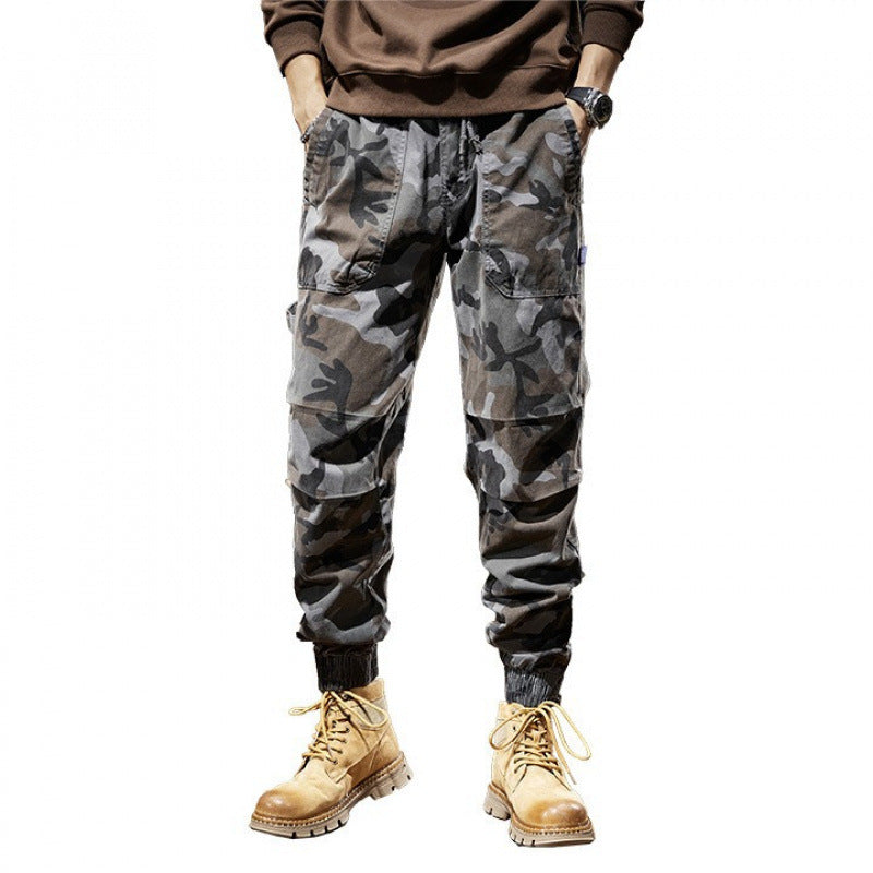Men's Camouflage Cargo Jogger with Elastic Waistband, Utility Pockets, and Drawstring Chichicherry