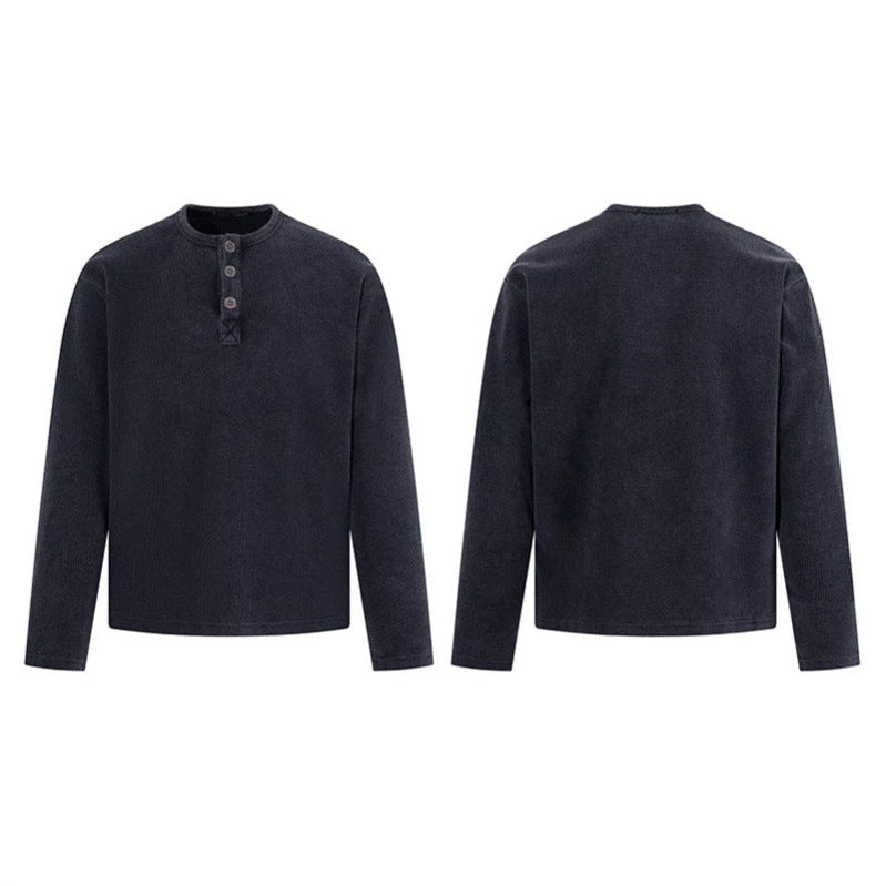 Men's Waffle Knit Henley Shirt with Button Placket and Casual Regular Fit Chichicherry