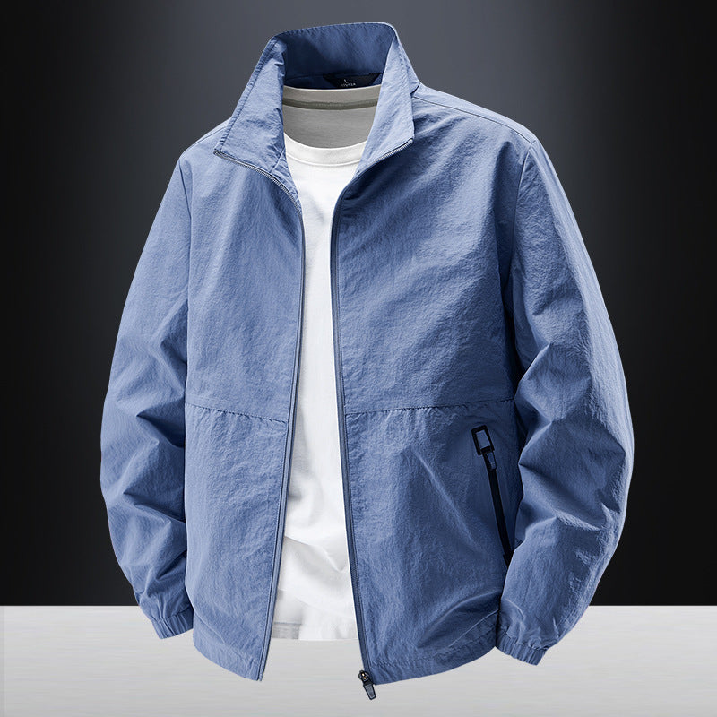 Men's ultralight windproof casual jacket with stand-up collar and zippered pockets Chichicherry