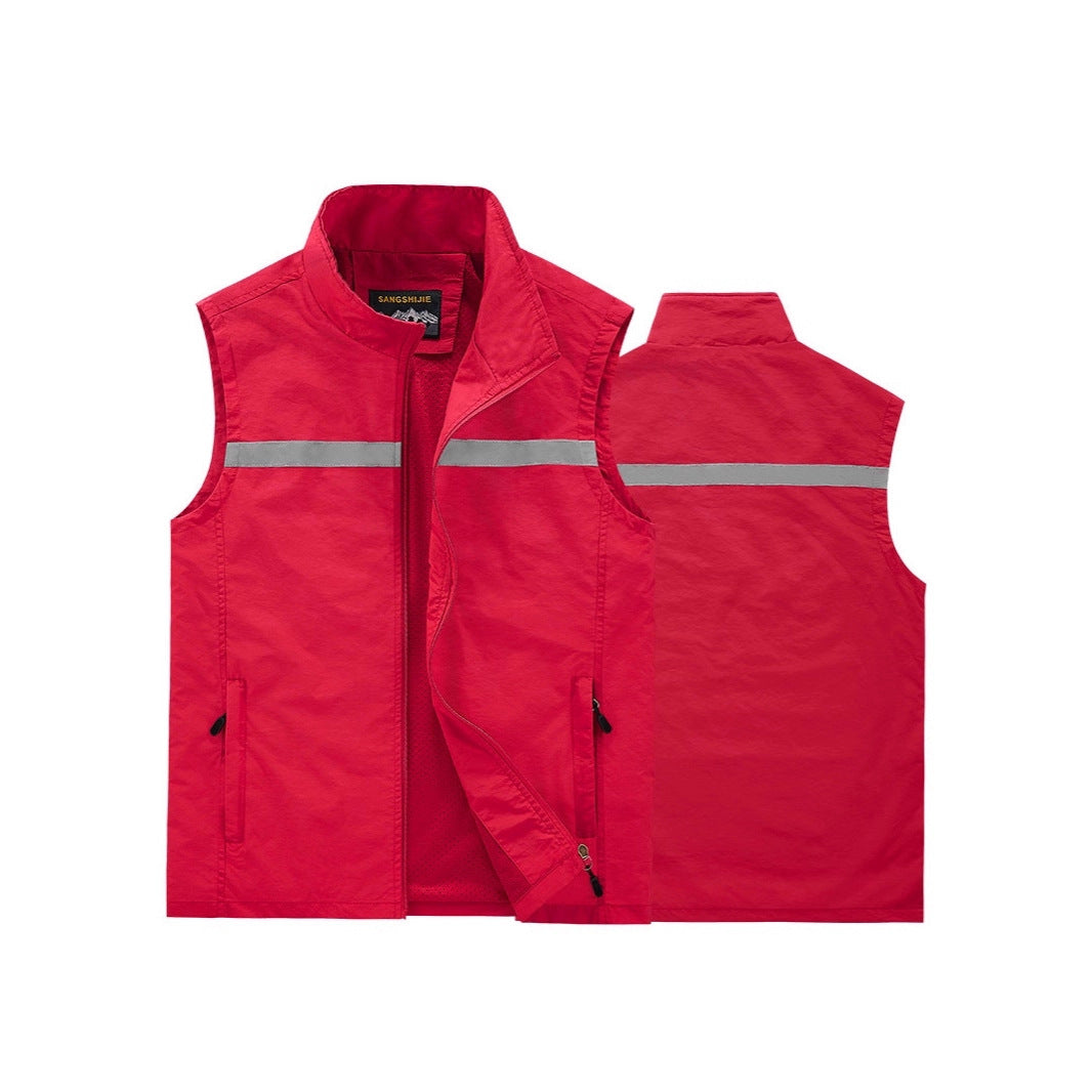 Men's Reflective Work and Safety Vest with Lightweight Mesh Lining Chichicherry