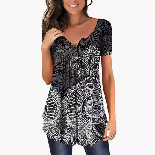 Women's Tunic Women's U-Neck Print