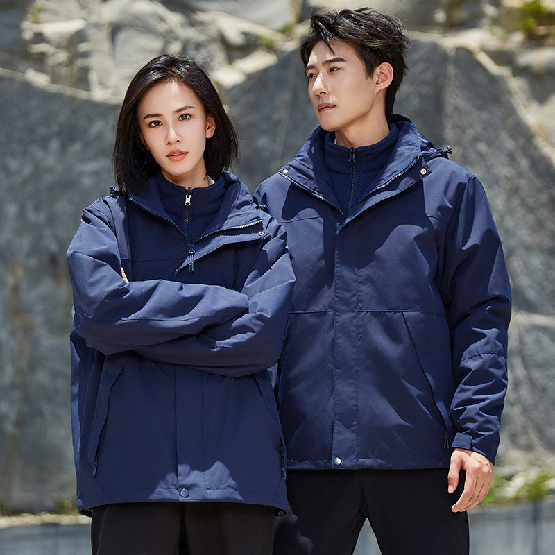 Unisex two-layer water-repellent outdoor jacket with hood and color block design Chichicherry