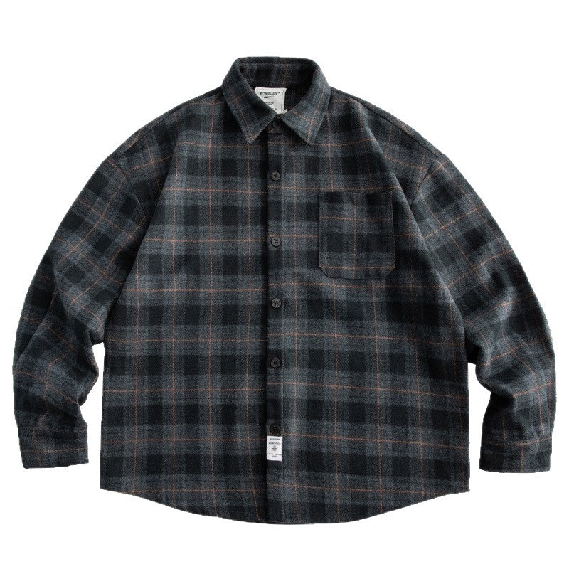 Herren Kariertes Overshirt‑Hemdjacke im Boxy‑Relaxed‑Schnitt Chichicherry