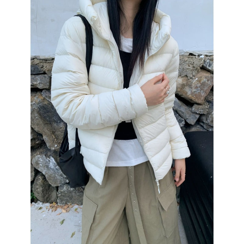 Women's quilted down jacket with high collar and light thermal insulation Chichicherry