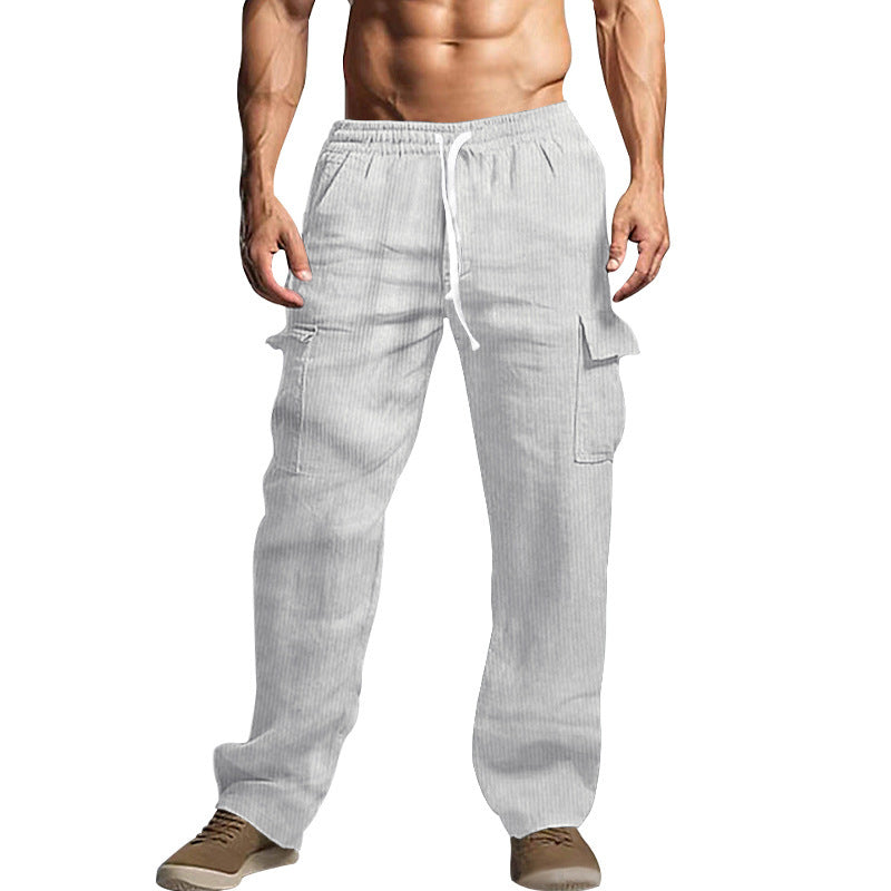 Men's cargo-style cord pants with drawstring and patch pockets Chichicherry