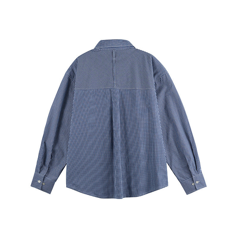 Men's Check Oversize Shirt with Button-Down Collar and Rounded Hem Chichicherry