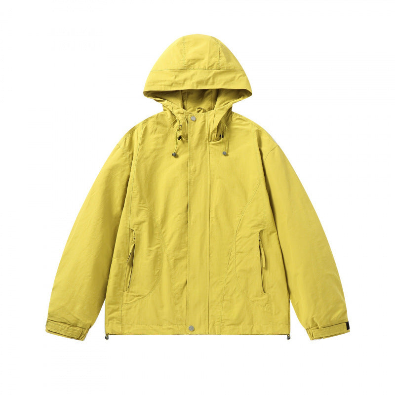 Unisex Short cut hoodie in technical outdoor style with drawstring, concealed front placket and adjustable cuffs Chichicherry