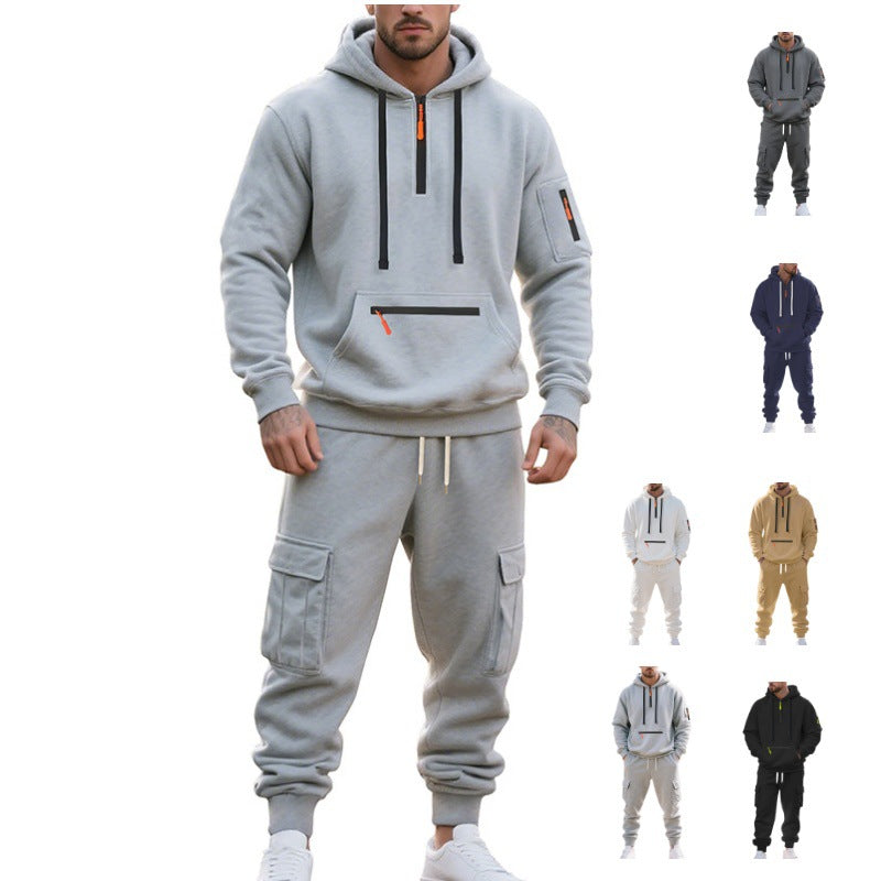 Men's Urban Cargo Jogging Set with Utility Hoodie, Zipper Details and Cargo Joggers Chichicherry