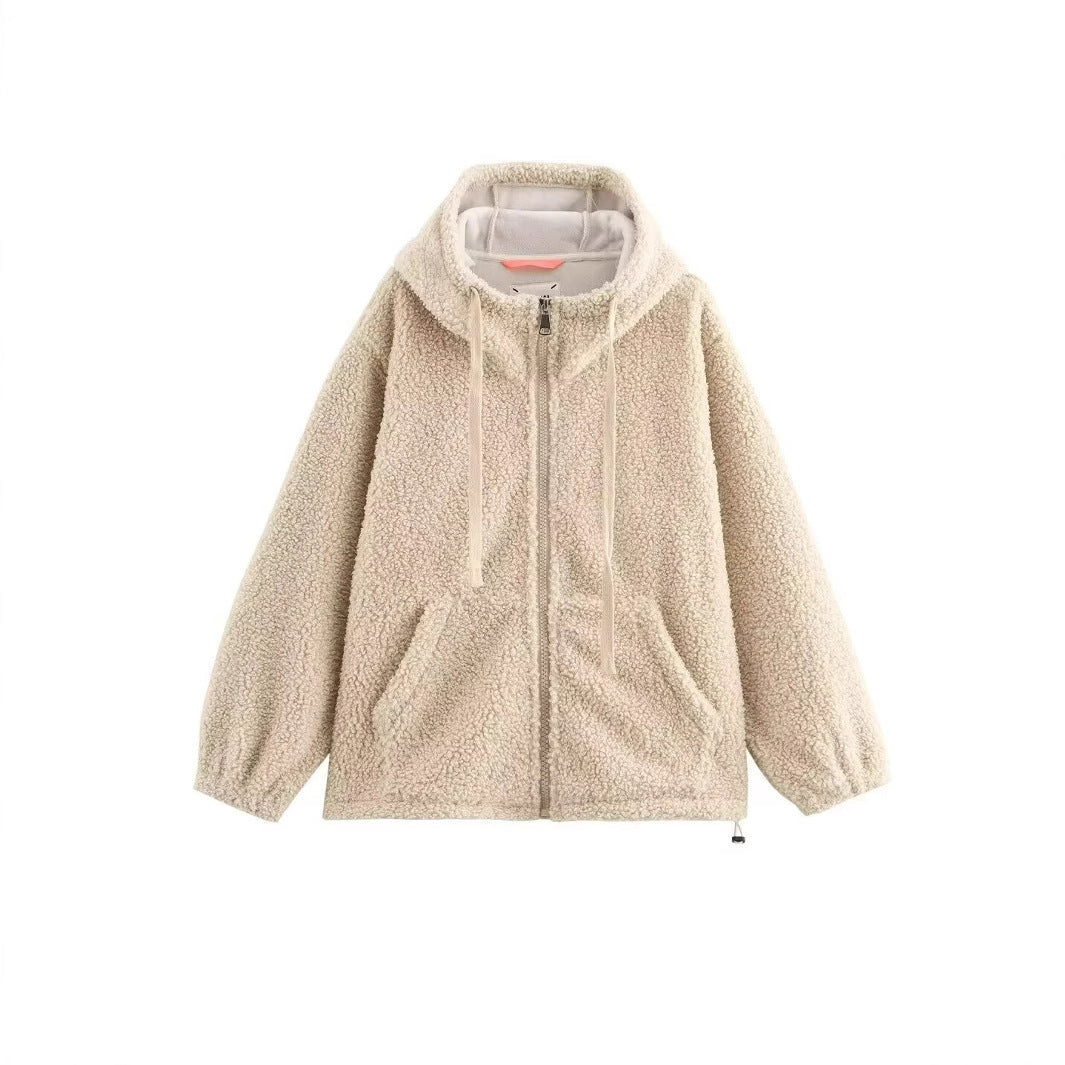 Women's Teddy Fleece Hooded Jacket with Full Zip and Kangaroo Pockets Chichicherry