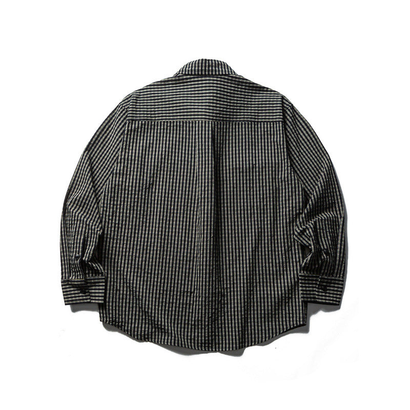 Men's Oversize Check Shirt made of textured cotton blend with chest pockets Chichicherry