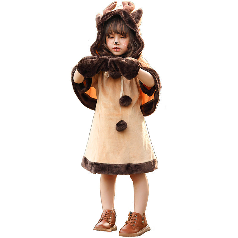 Girl's hoodie costume with animal look and fluffy material Chichicherry