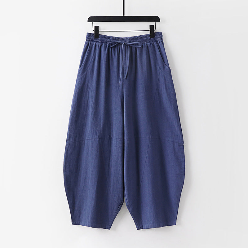Women Lightweight Harem Pants with Wide Leg and Elastic Waist Chichicherry