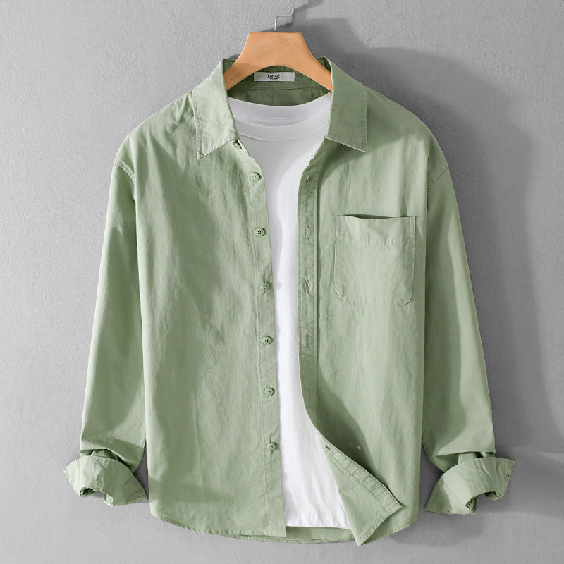 Men's Layered-Look Shirt Jacket made of Cotton Blend with Kent Collar and Chest Pocket Chichicherry