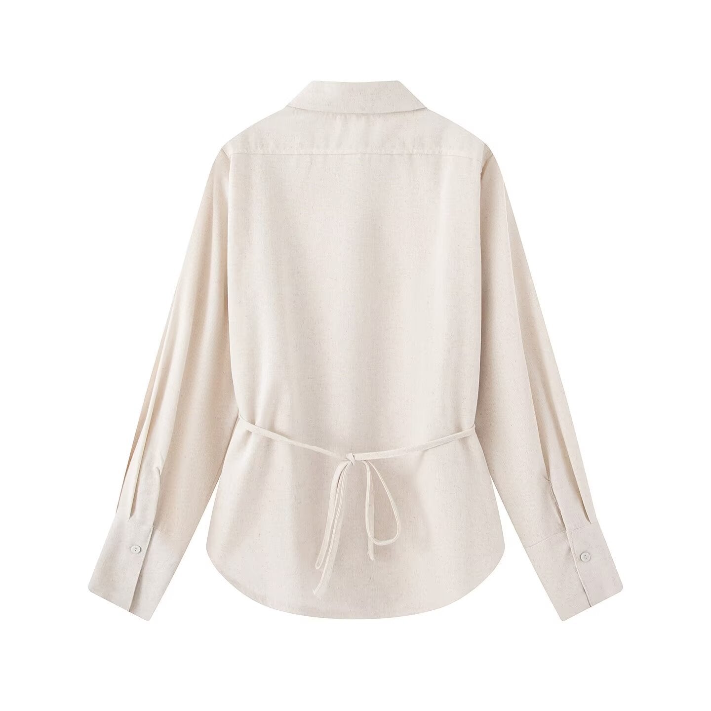Women Two-piece ensemble consisting of fitted blouse with tie and high-waisted palazzo pants Chichicherry