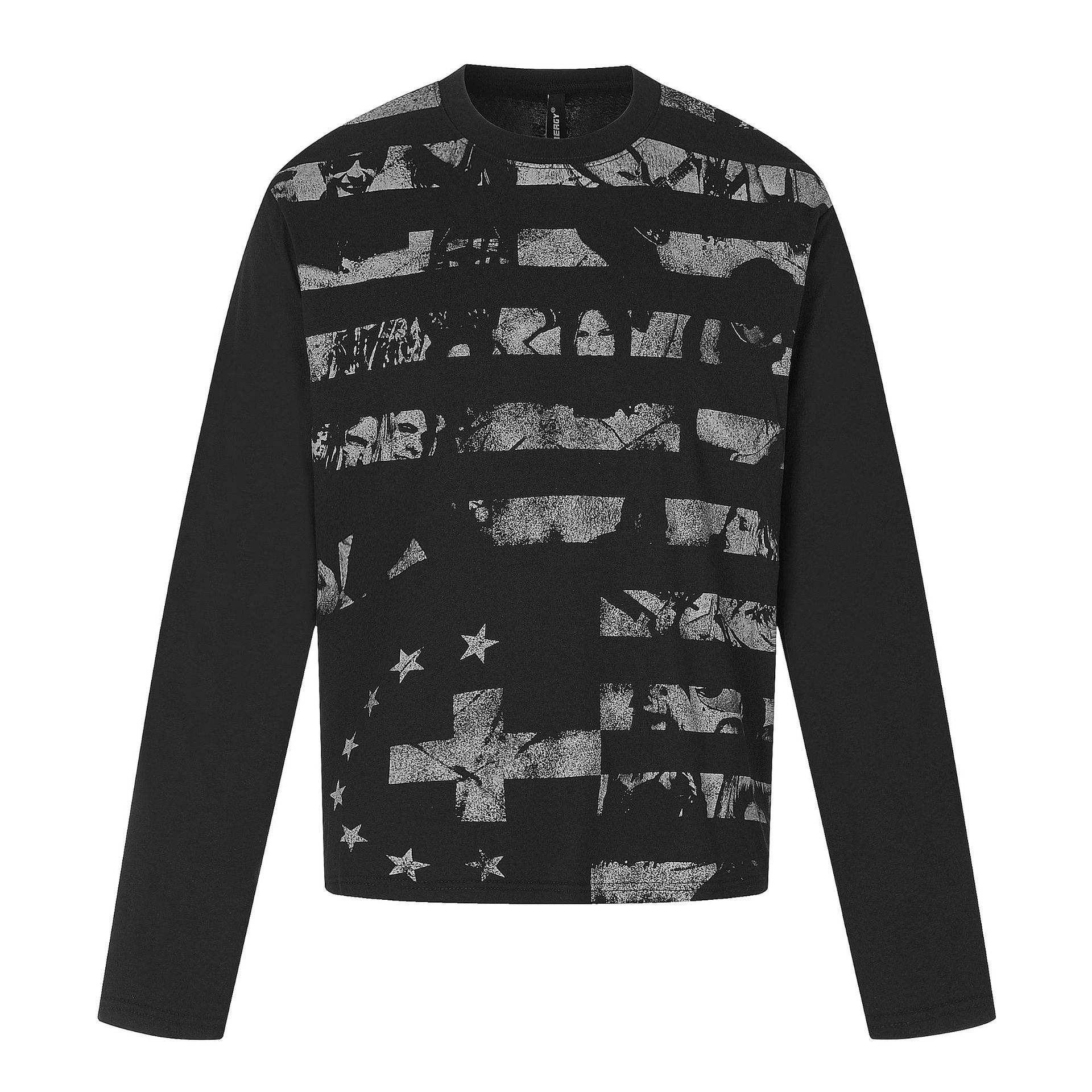 Men's long sleeve shirt made of soft cotton blend with distressed flag print Chichicherry