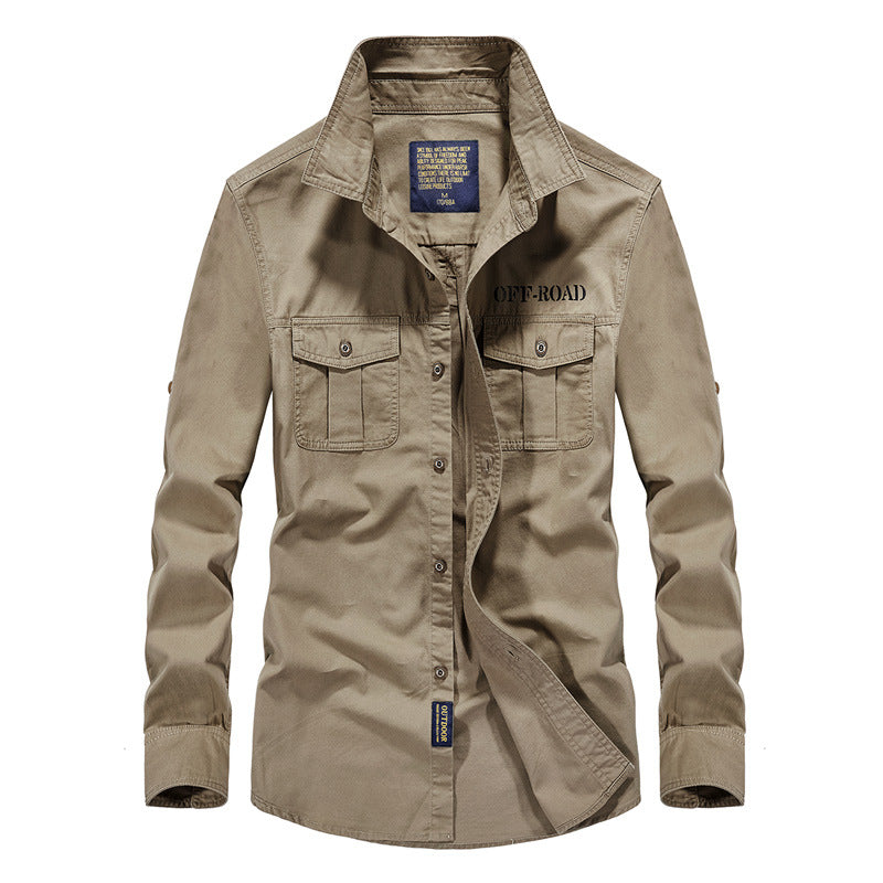Men's Field Shirt Jacket with Chest Pockets and Offroad Print Chichicherry