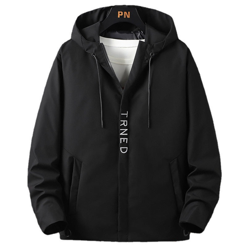Men's lightweight hooded shell jacket with concealed zipper and minimalist utility look Chichicherry