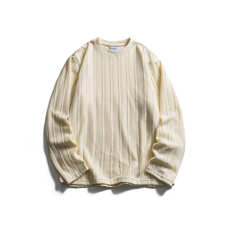 Unisex fine structure round neck pullover with vertical rib look and relaxed fit Chichicherry