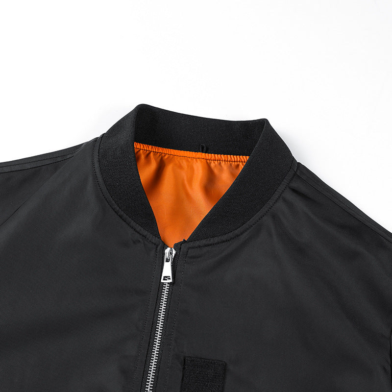 Men's Pilot Bomber Jacket in classic aviator style made of technical nylon with contrasting inner lining, sleeve pocket, and ribbed cuffs Chichicherry