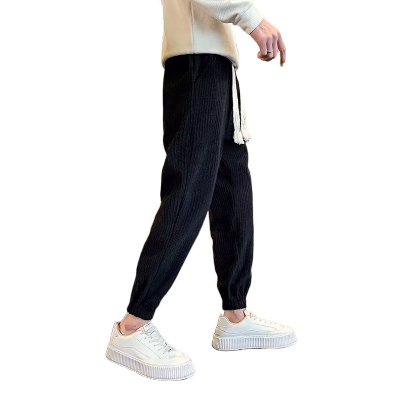 Herren Gerippte Relax-Jogginghose mit Tunnelzug, Eingrifftaschen und elastischen Saumabschlüssen Chichicherry