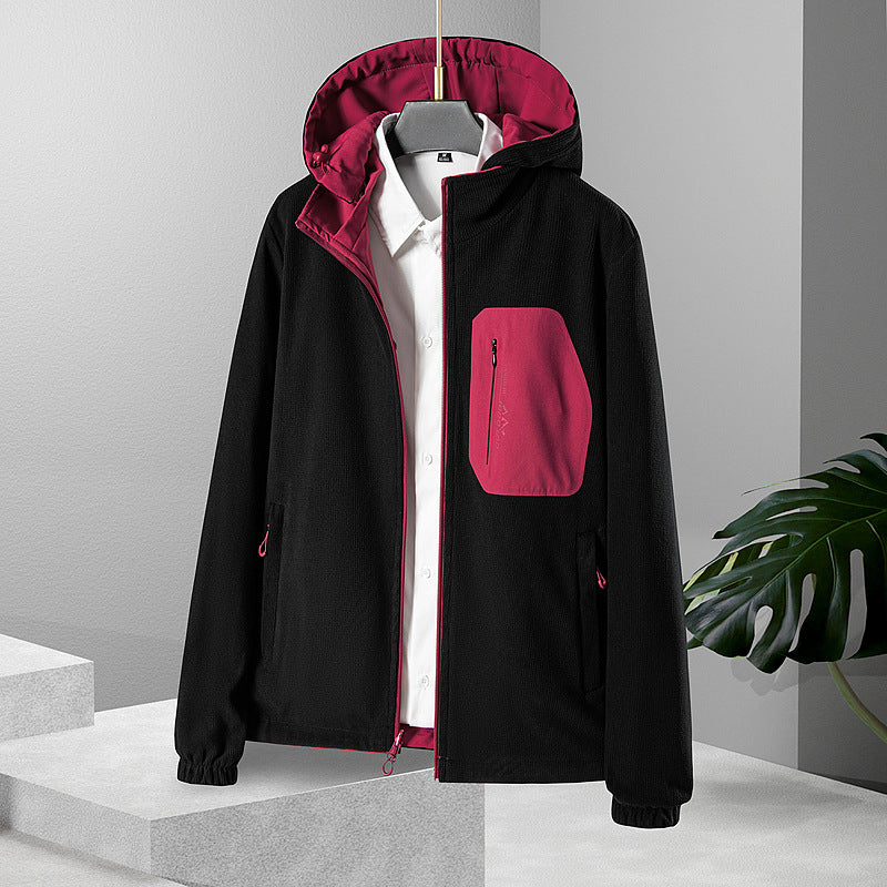 Women's lightweight waterproof softshell jacket with hood and chest zipper pocket Chichicherry