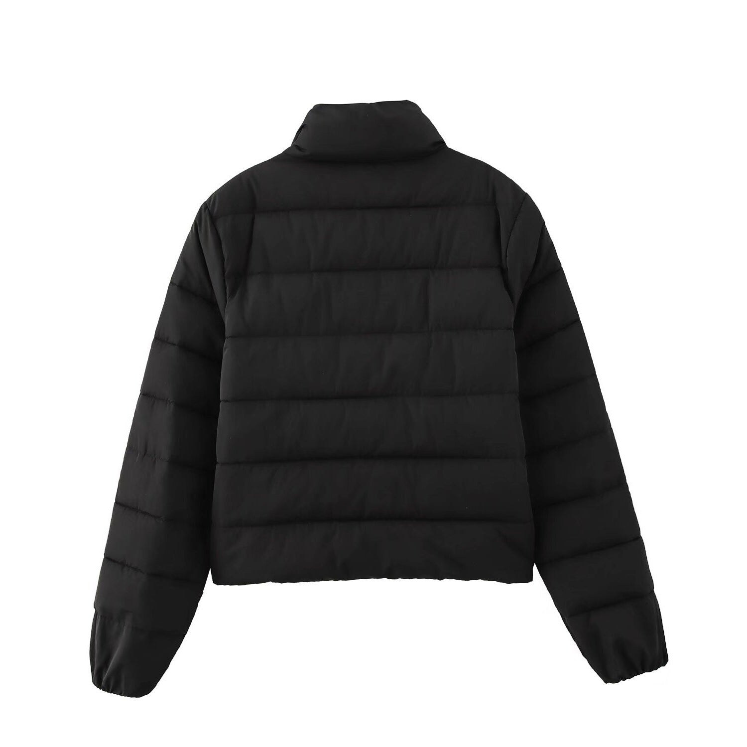 Women's Short Quilted Jacket with Stand-Up Collar, Zipper and Elastic Cuffs Chichicherry