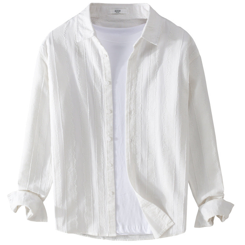 Men's lightweight structured shirt made of cotton blend with fine stripe pattern and classic collar Chichicherry