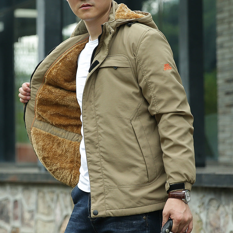 Men's padded hooded parka with teddy lining and windproof canvas look Chichicherry