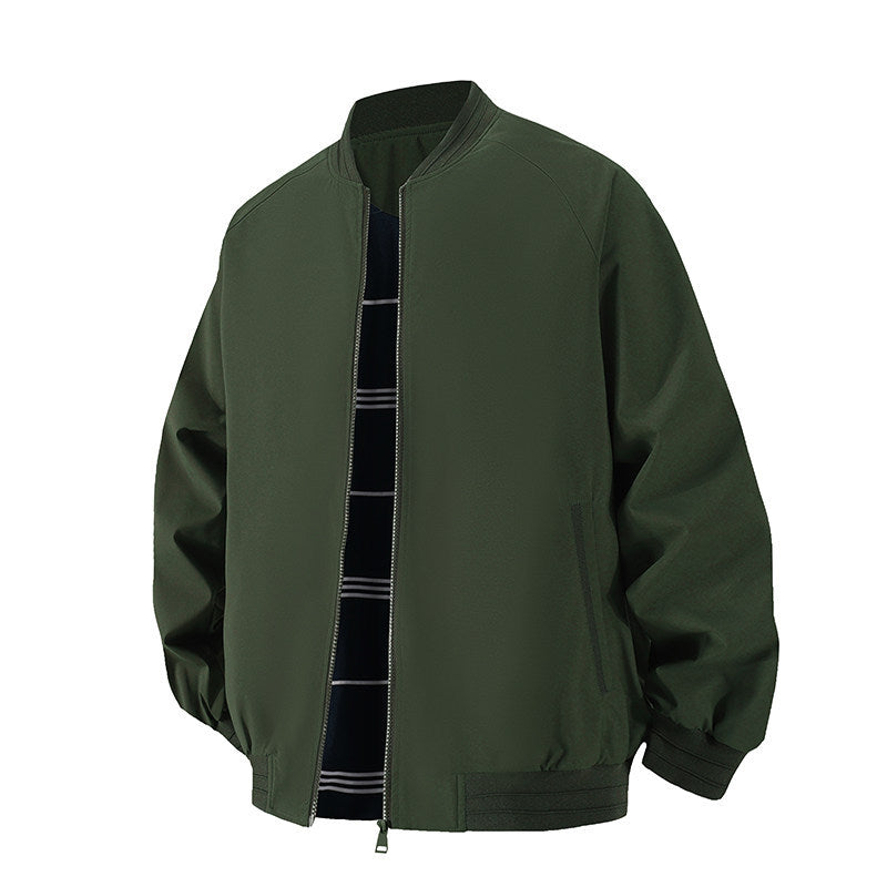 Men's Lightweight Windbreaker Bomber Jacket with Raglan Sleeves, Elastic Cuffs, and Two-Way Zipper Chichicherry