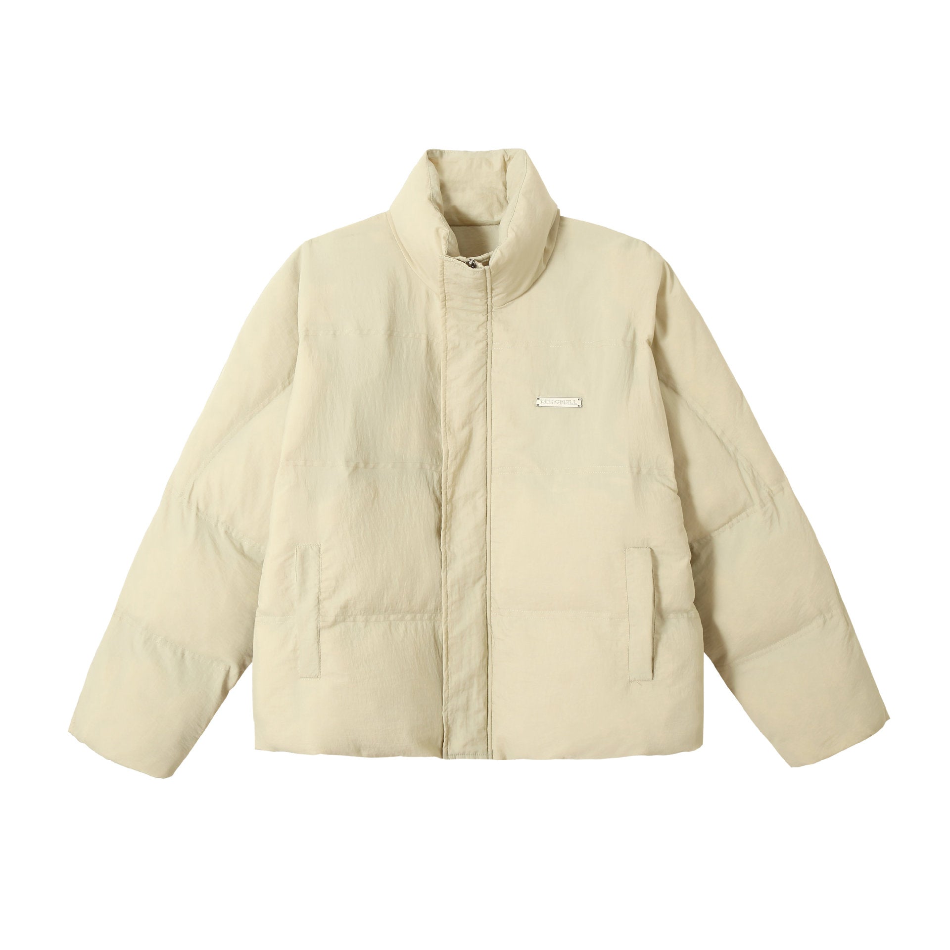 Unisex Boxy-Puffer Blouson with high stand-up collar and concealed front panel Chichicherry