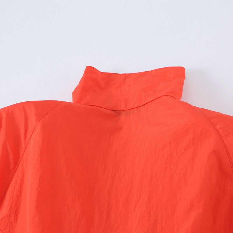 Ladies Light Wind Jacket with High Collar, Drawstring Waist and Elastic Cuffs Chichicherry