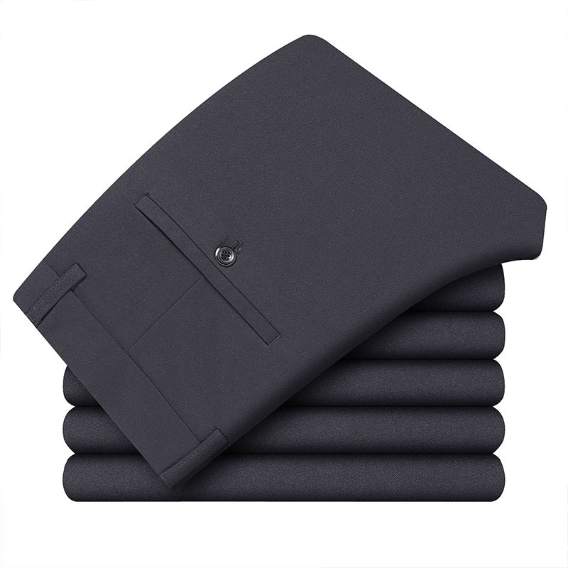Men's Elegant Business Trousers with Stretch, Creased Fold and Jet Pocket Chichicherry