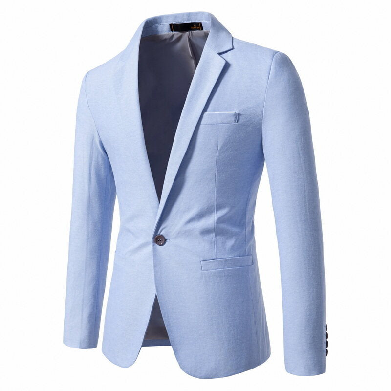 Men's Tailored Single-Button Blazer made of lightweight Cotton-Linen Blend Chichicherry