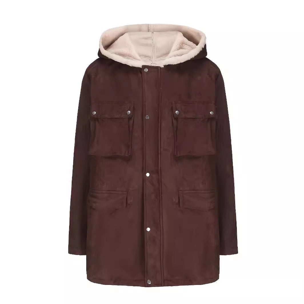 Women's parka with teddy lining, hood and applied pockets Chichicherry