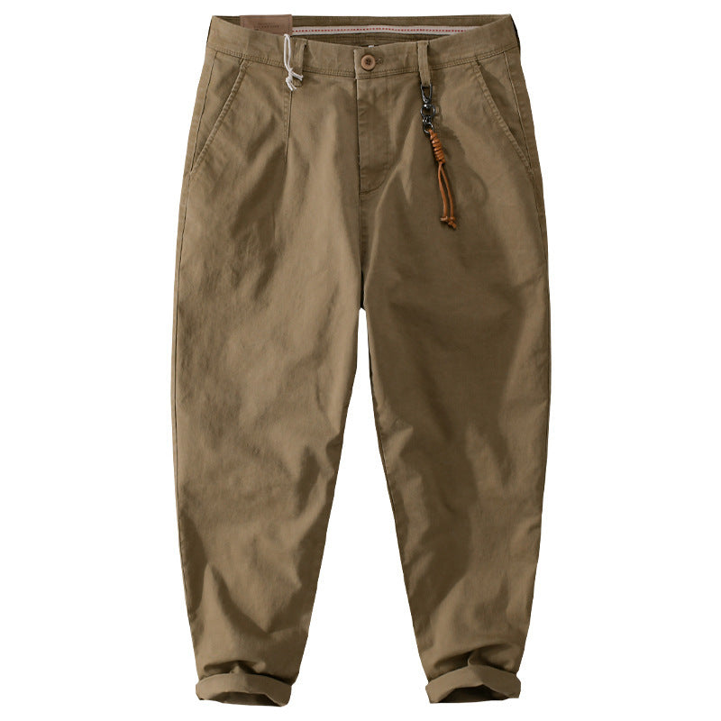 Men's Cotton Twill Chino in Relaxed Tapered Fit with Drawstring Waistband and Patch Pockets Chichicherry