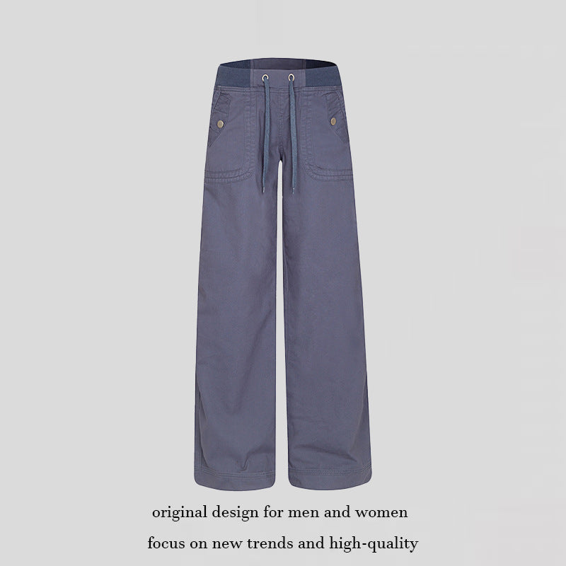 Women's Extra Wide Palazzo Pants with Elastic Comfort Waistband, Drawstring, and Patch Pockets