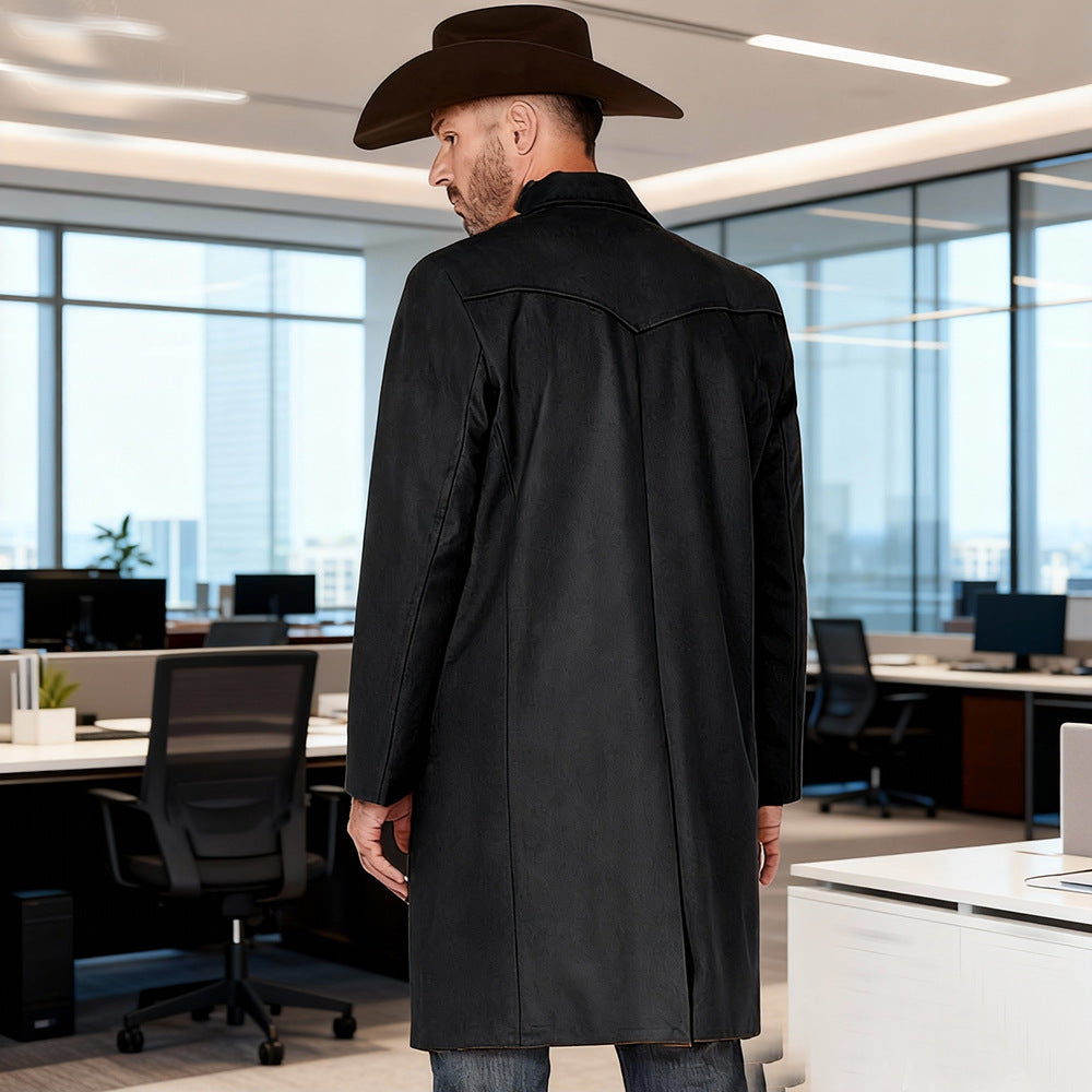 Men's coat made of wool blend in Western style with stand-up collar and flap pockets Chichicherry