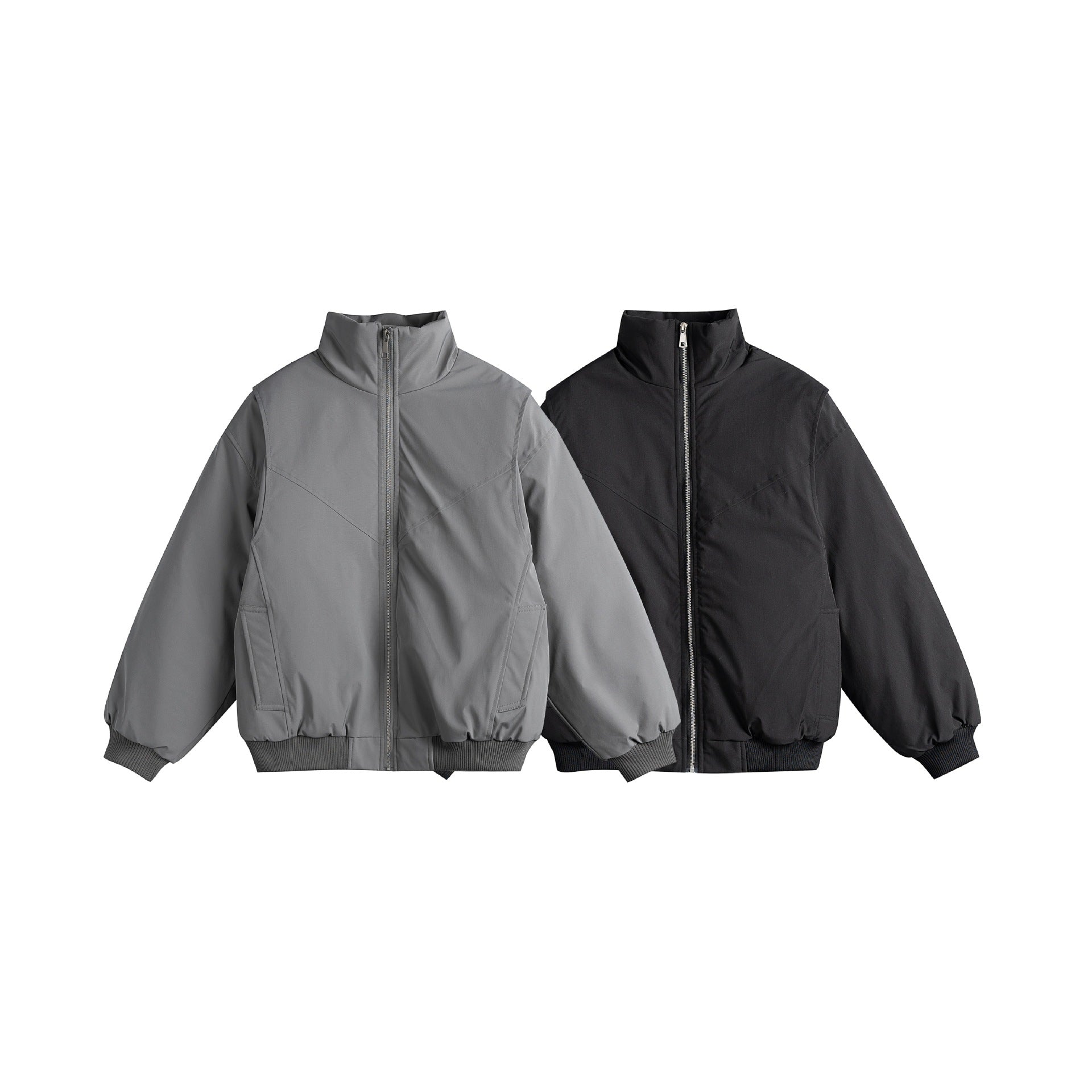 Women's Lined Boxy Bomber Jacket with High Stand Collar and Diagonal Quilted Look Chichicherry