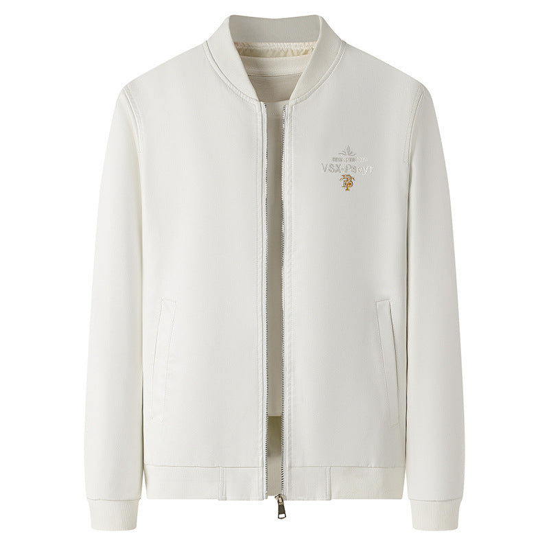 Men's Minimalist Bomber Jacket with Full Zip and Ribbed Collar Chichicherry