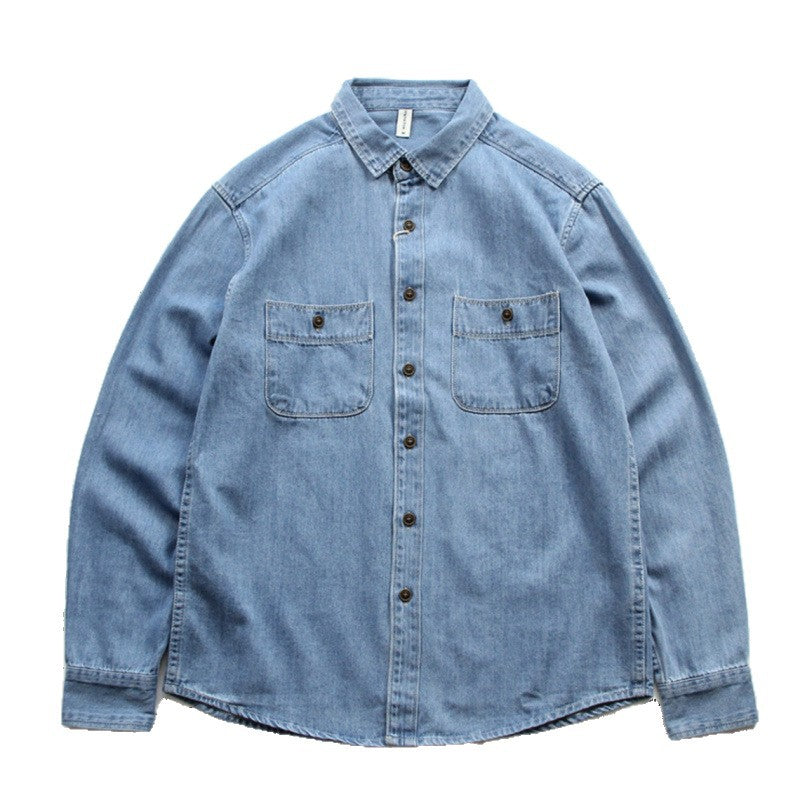Herren Denim-Worker-Hemdjacke mit Brusttaschen und lockerer Passform Chichicherry