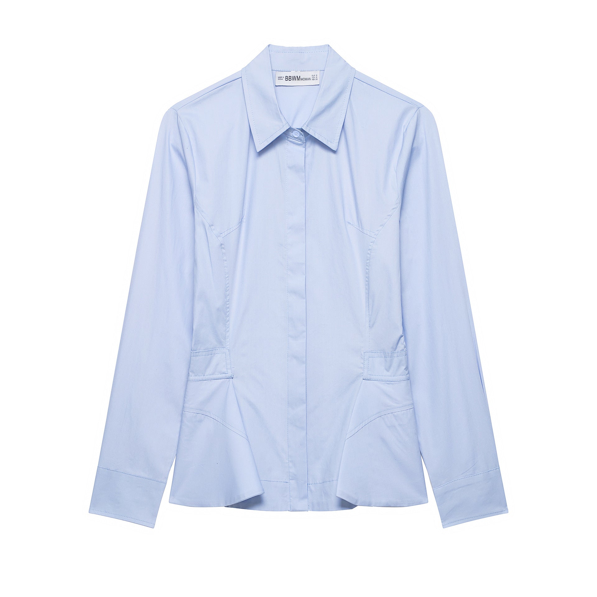 Women's Tailored Blouse Jacket with Peplum and Concealed Button Placket Chichicherry