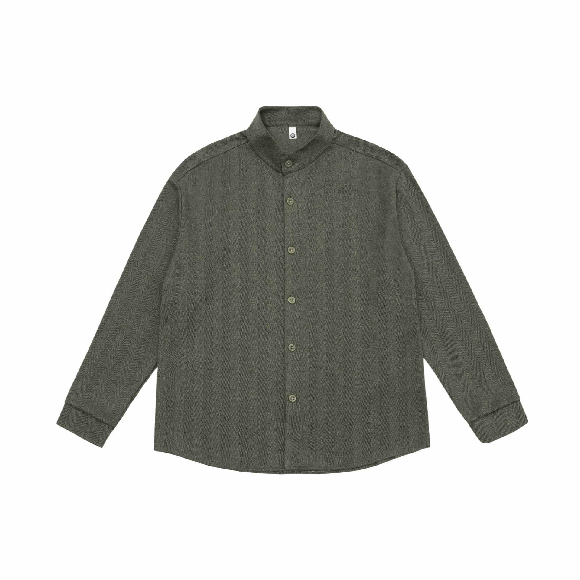 Men's shirt jacket with stand-up collar and herringbone texture Chichicherry