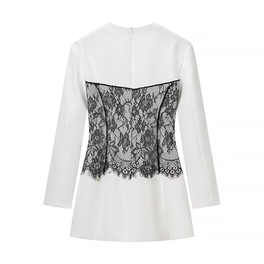 Women's Figure-Hugging Mini Dress with Corset Look and Lace Application Chichicherry