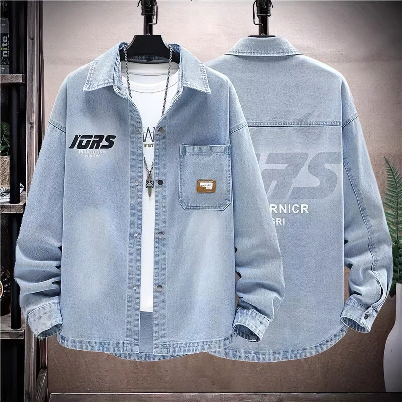 Herren Oversized Denim-Hemdenjacke im Vintage-Wash mit aufgesetzter Brusttasche Chichicherry