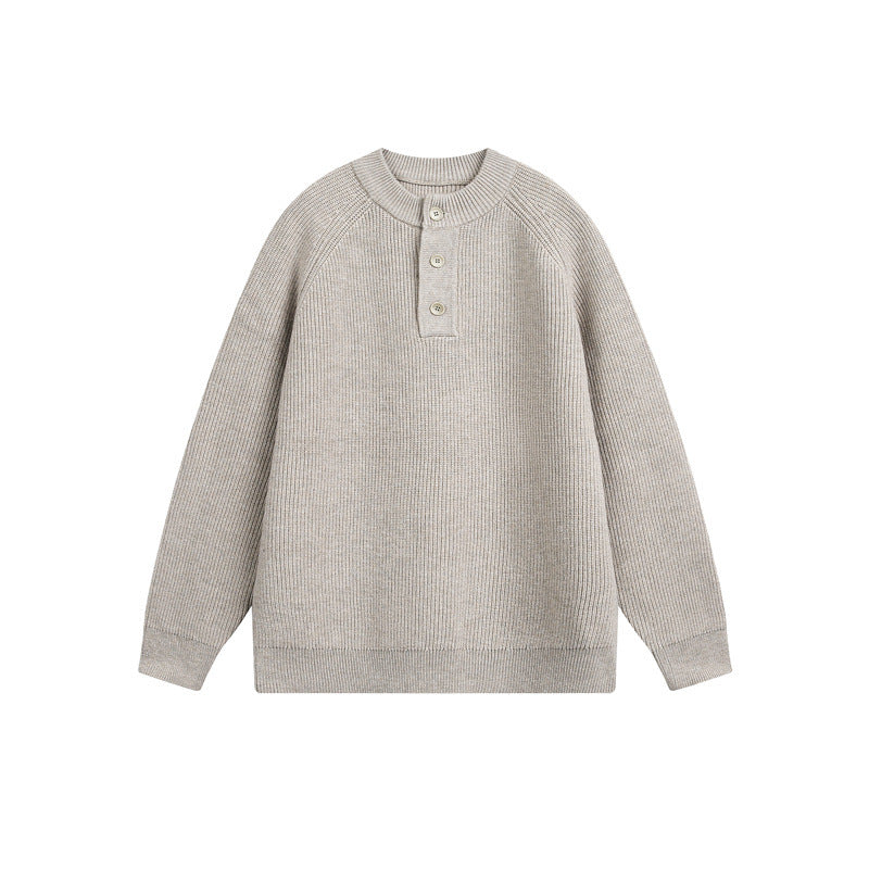 Unisex ribbed sweater with Henley button placket and raglan sleeves Chichicherry