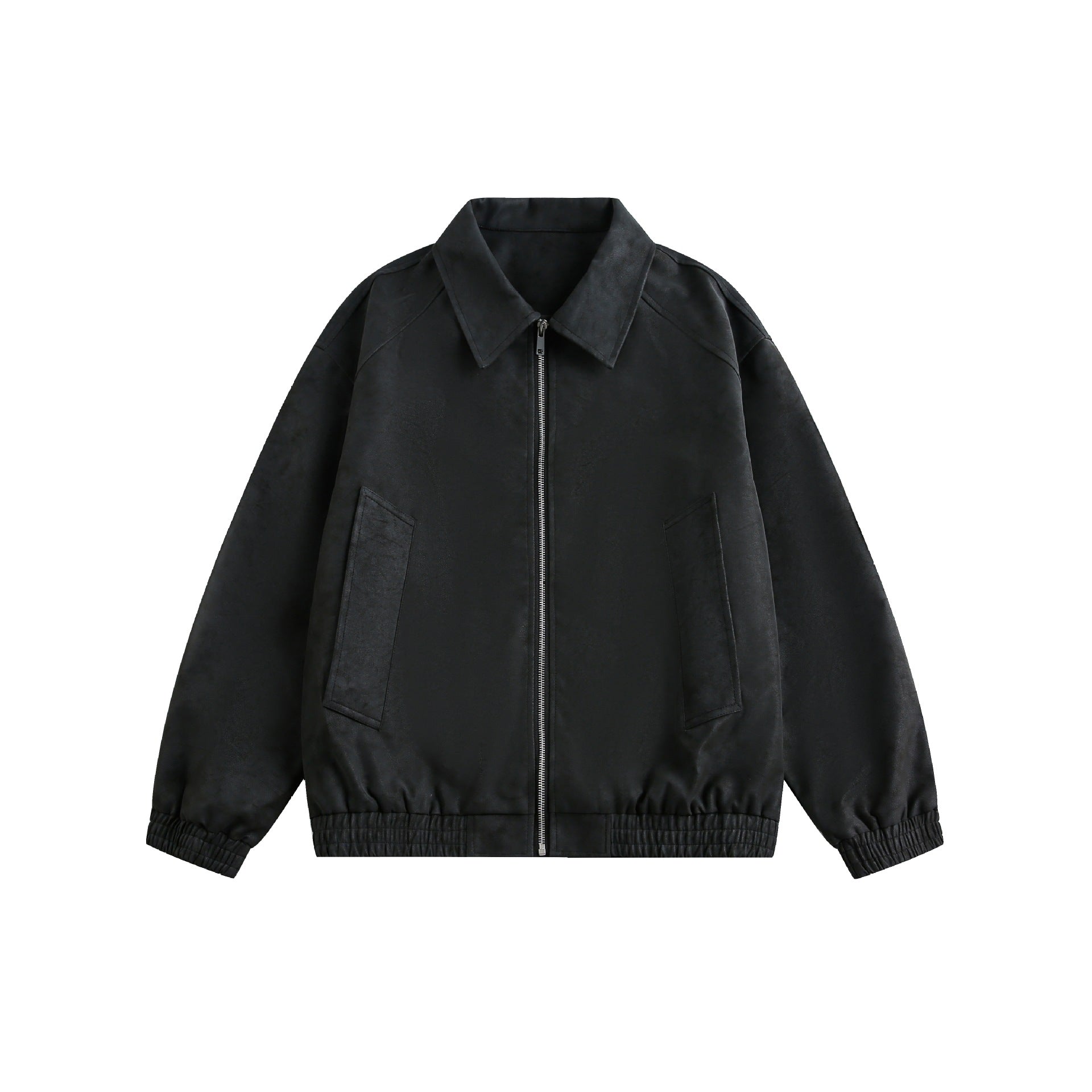 Women's short cut boxy transitional jacket with shirt collar and elastic hem Chichicherry