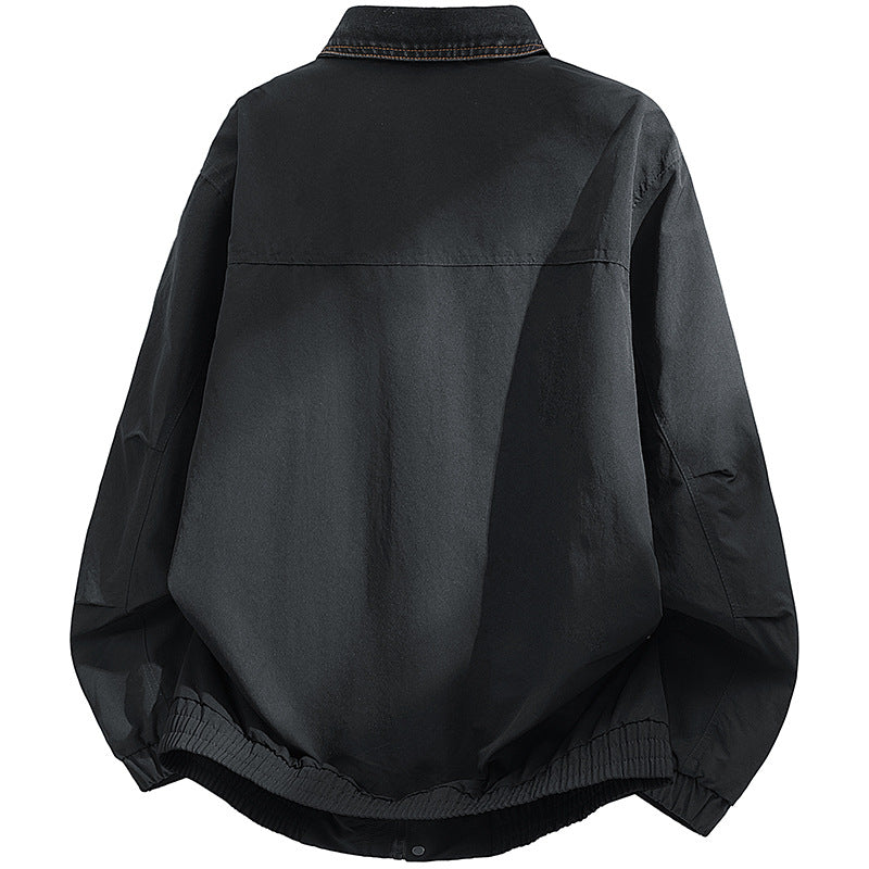 Men's Oversized Utility Blouson with Cord Collar, Flap Pockets and Elastic Hem Chichicherry