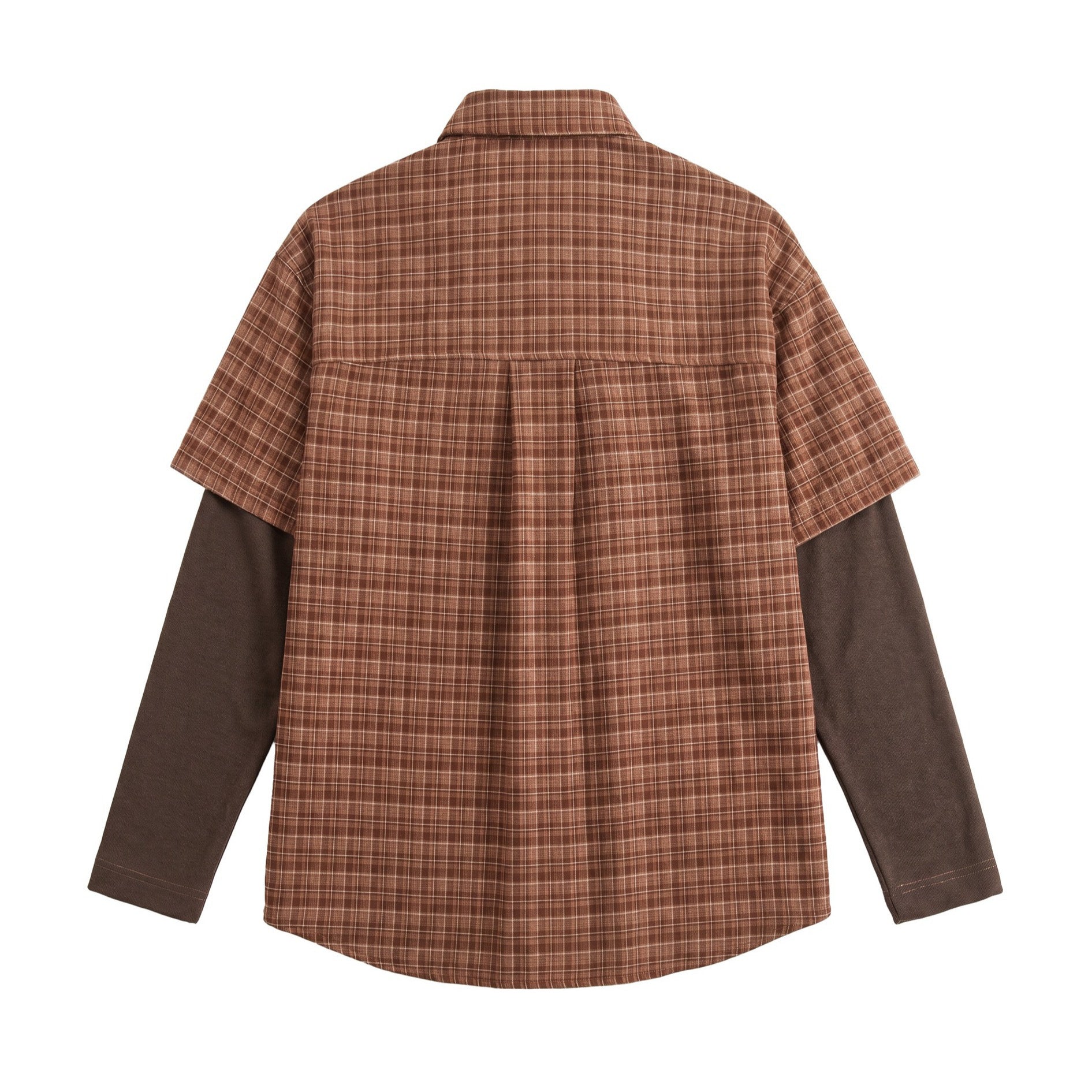 Men's shirt in layered look with checkered front and inserted sweatshirt sleeves Chichicherry